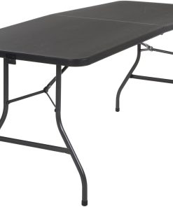 COSCO Deluxe 6 foot x 30 inch Fold-in-Half Blow Molded Folding Table, Black