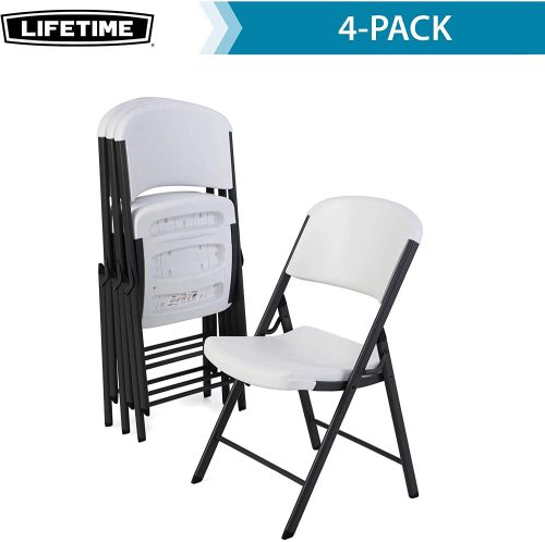 Commercial Grade Folding Chair, 4 Pack, White Granite