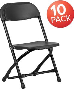 10 Pack Kids Black Plastic Folding Chair