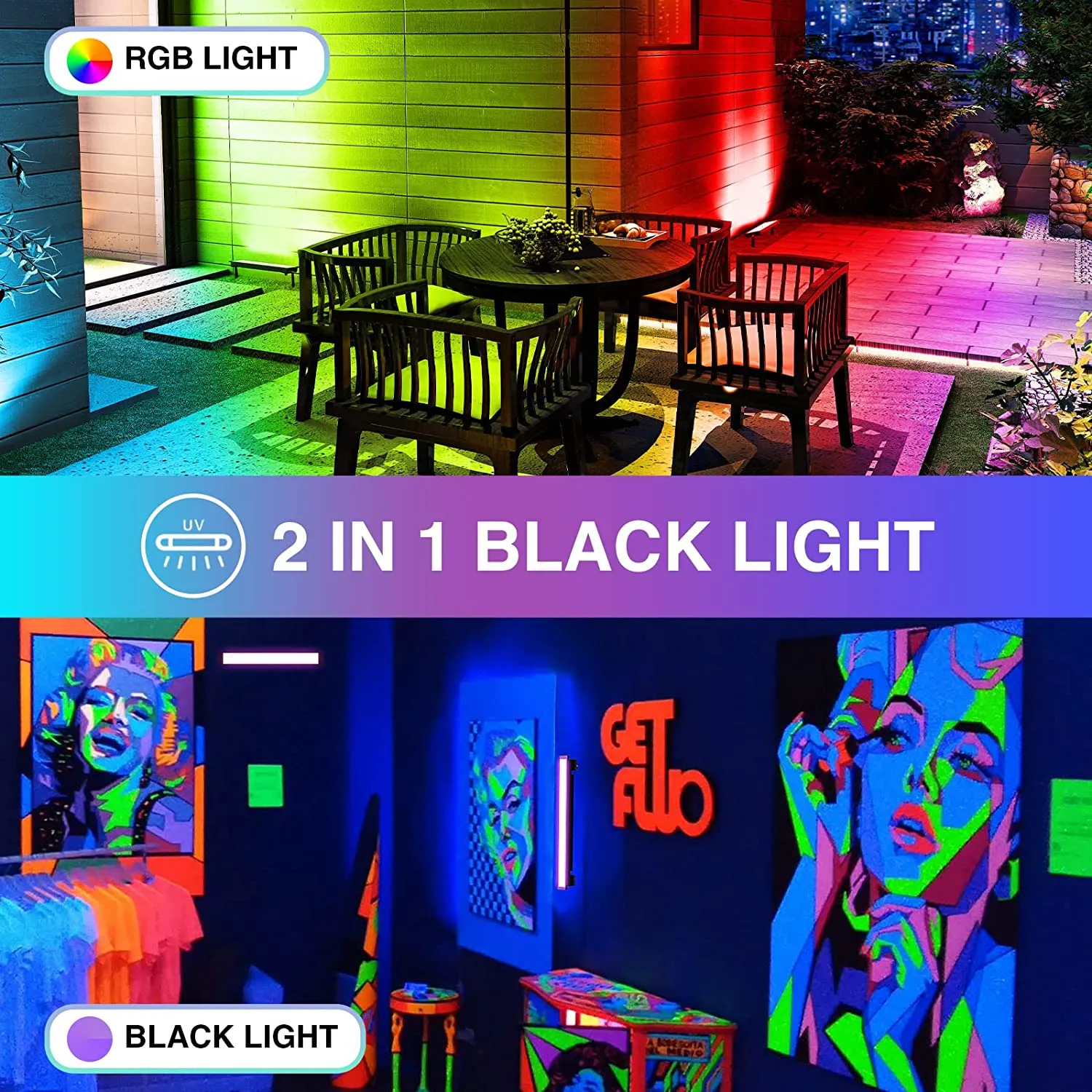 Onforu 48W LED Black Light Bars, Outdoor Color Changing Led RGB and Black  Lights with Remote, Black Lights for Glow Party, IP66 Blacklight Bars – LA  Film Rentals