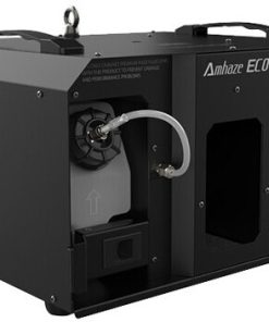 Industrial equipment device labeled Amhaze ECO with a control panel on the right and a hose connection on the left side, used for processing or generating material in a compact black enclosure.