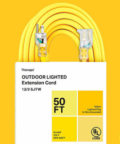 Thonapa 50 Foot Lighted Outdoor Extension Cord - 12/3 SJTW
