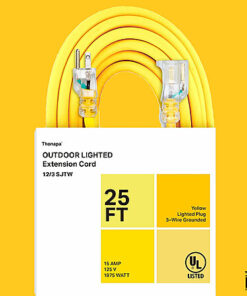 Thonapa 25 Foot Lighted Outdoor Extension Cord - 12/3 SJTW