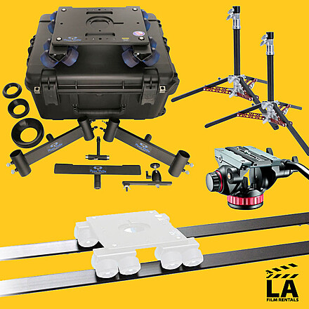 4', 8', or 12' Dana Dolly Package with Track Kit & 2 Stands & Manfrotto 502 Head