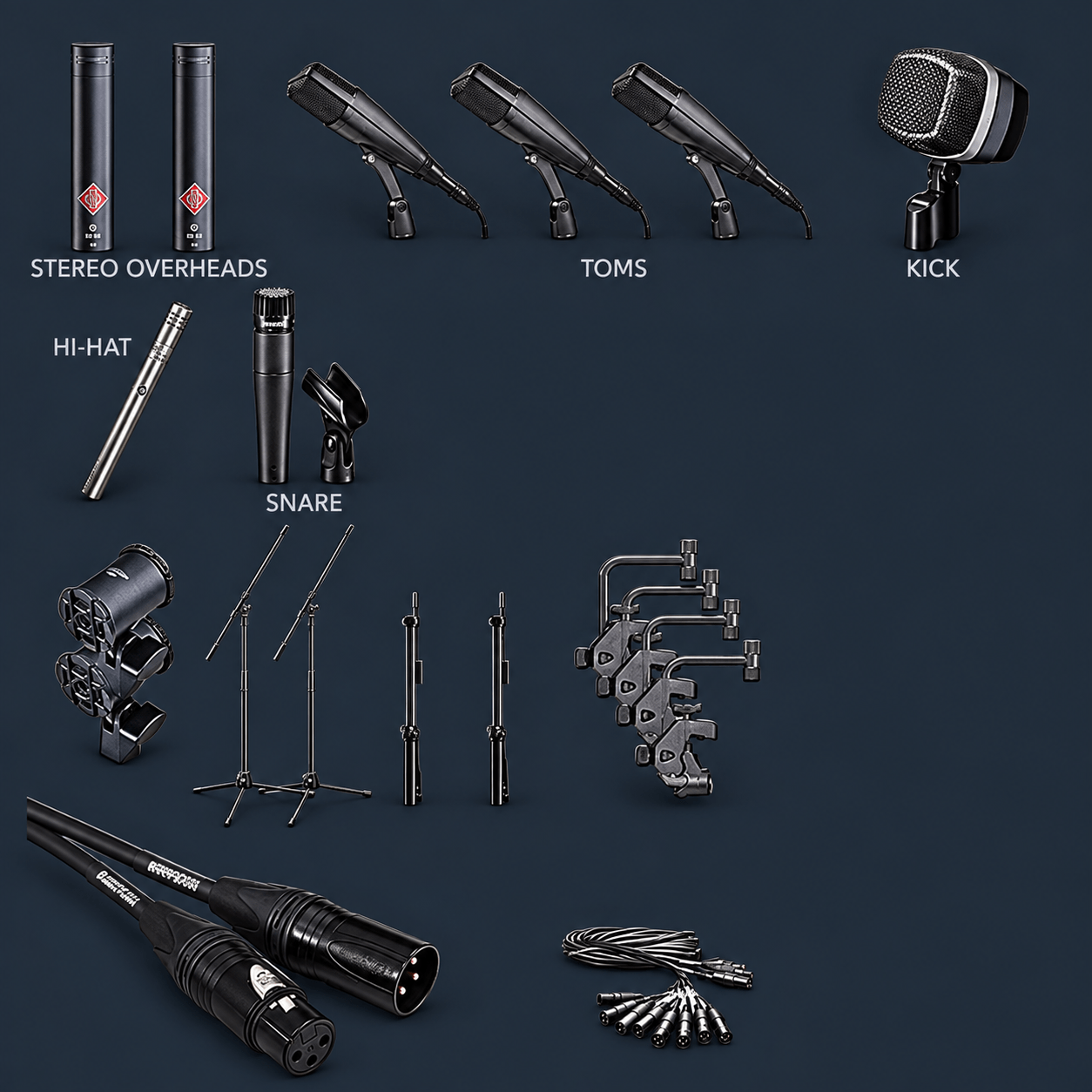 Professional Drum Recording Mic Package for studio use