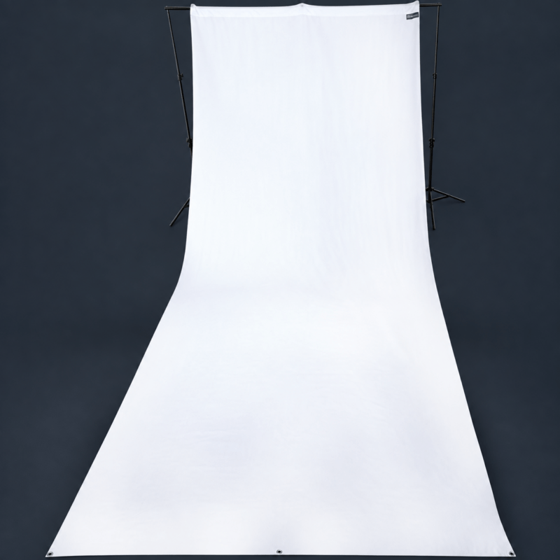 Westcott Wrinkle-Resistant Polyester Backdrop in high-key white