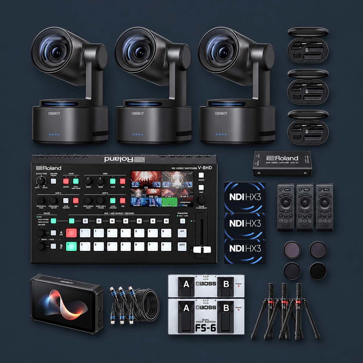 Obsbot Live Streaming PTZ Cameras / AI ( No Computer/Preview Monitor ) Package