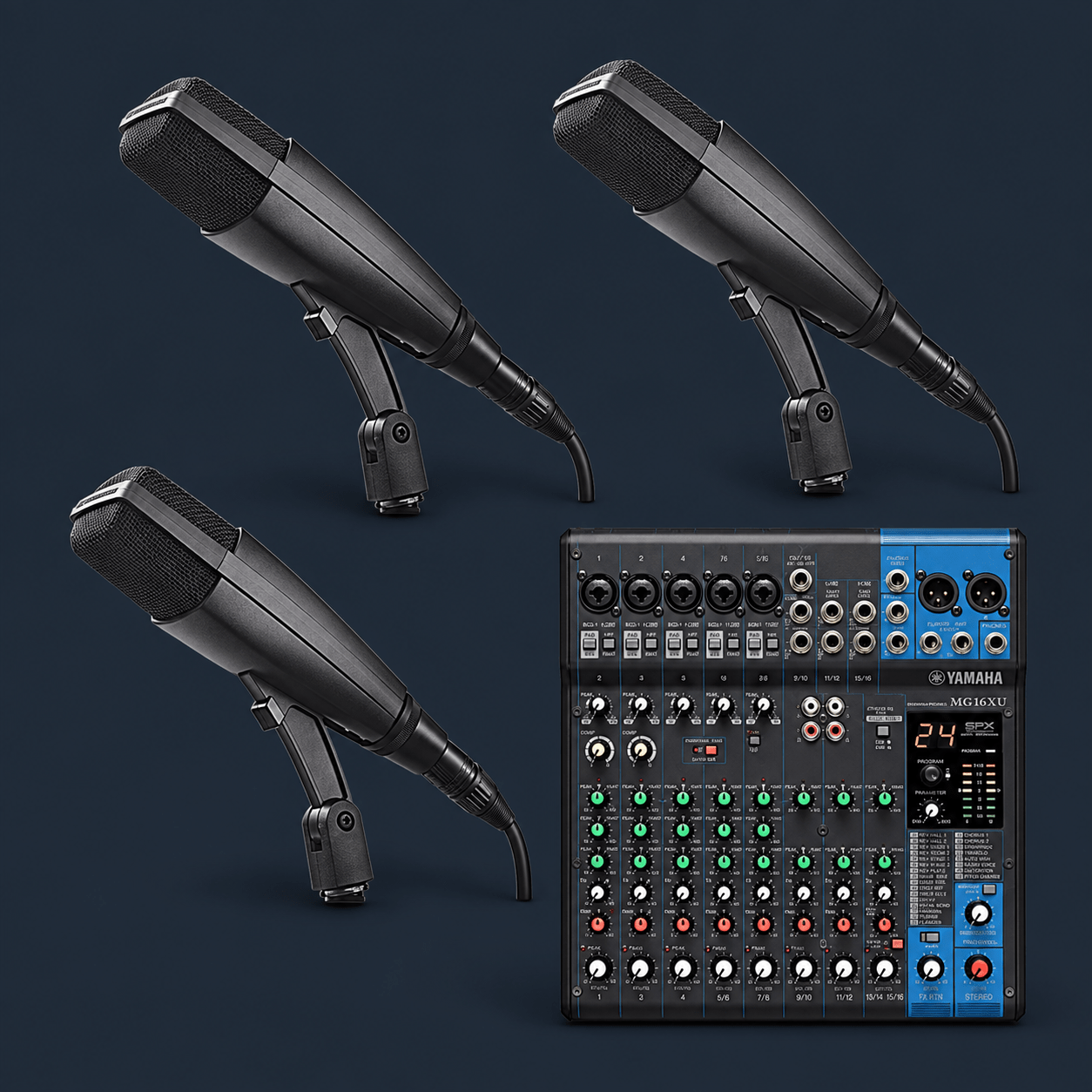 Podcast Pack (3) Sennheiser MD 421 Mics + Yamaha USB Mixer