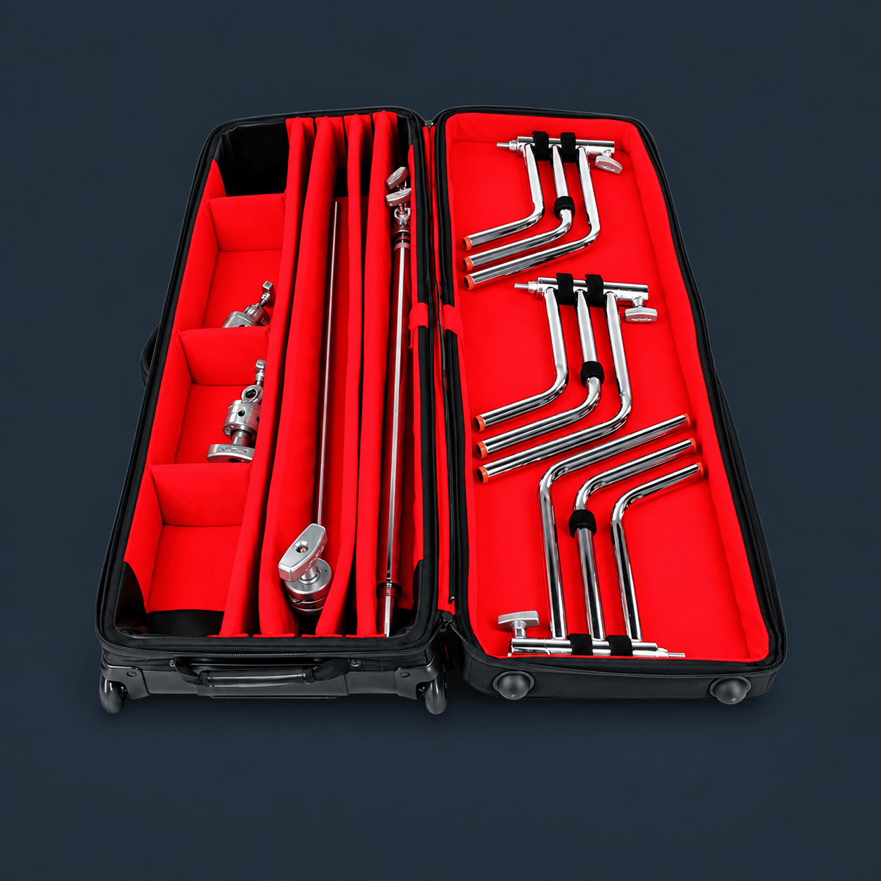 Matthews C-Stand Rolling KitBag with 3 stands for film production