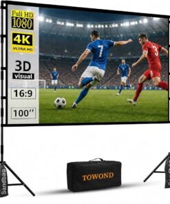 TOWOND 100-inch projection screen with stand and carry bag